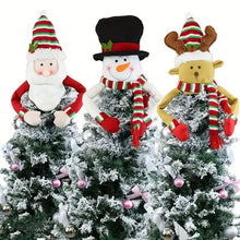 Load image into Gallery viewer, Traditional Wool Festive Christmas Tree Top Star and Snowman Decoration