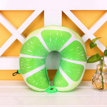 Load image into Gallery viewer, Travel Memory Foam Fruit U Shaped Travel Pillow Neck Support Head Rest Headrest Cushion Pillow Pillow Kids Newborn Travel Neck Pillow U-Shape For Car Headrest Air Cushion Child Car Seat Head Support Infant Baby Cotton U-shaped Pillow