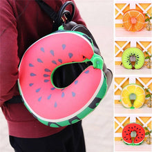 Load image into Gallery viewer, Travel Memory Foam Fruit U Shaped Travel Pillow Neck Support Head Rest Headrest Cushion Pillow Pillow Kids Newborn Travel Neck Pillow U-Shape For Car Headrest Air Cushion Child Car Seat Head Support Infant Baby Cotton U-shaped Pillow