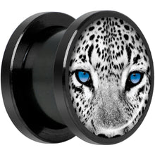 Load image into Gallery viewer, Black White Leopard Eyes Black Anodized Screw Fit Plug Set 1/2