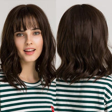 Load image into Gallery viewer, Treding Bob Straight Brown Black Ombre Synthetic Wig Natural Short Wig for Women Middle Part Cosplay Wigs Heat Resistant Wigs For Black Women Wigs For Cosplay