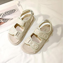 Load image into Gallery viewer, Trendy Black Sandals Summer New Flat Embroidery Thick-Soled Casual Design Hiking Sandals Outdoor Sport Sandals Athletic Sandals Walking Water Women Shoes For Summer