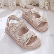 Load image into Gallery viewer, Trendy Black Sandals Summer New Flat Embroidery Thick-Soled Casual Design Hiking Sandals Outdoor Sport Sandals Athletic Sandals Walking Water Women Shoes For Summer