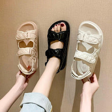 Load image into Gallery viewer, Trendy Black Sandals Summer New Flat Embroidery Thick-Soled Casual Design Hiking Sandals Outdoor Sport Sandals Athletic Sandals Walking Water Women Shoes For Summer