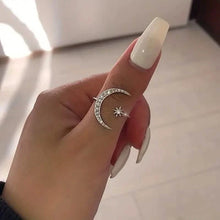 将图片加载到图库查看器,Trendy Cuff Ring Moon and Sun Design