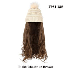 Load image into Gallery viewer, Trendy Hat Wig Synthetic Long Wavy Wigs with Beret Hat Knitted Fashion black Autumn Winter Cap Hair Extensions Wigs For Black Women Cosplay Wigs For Women