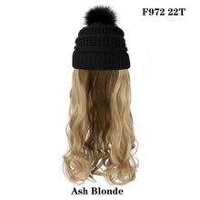 Load image into Gallery viewer, Trendy Hat Wig Synthetic Long Wavy Wigs with Beret Hat Knitted Fashion black Autumn Winter Cap Hair Extensions Wigs For Black Women Cosplay Wigs For Women
