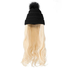 Load image into Gallery viewer, Trendy Hat Wig Synthetic Long Wavy Wigs with Beret Hat Knitted Fashion black Autumn Winter Cap Hair Extensions Wigs For Black Women Cosplay Wigs For Women