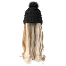 Load image into Gallery viewer, Trendy Hat Wig Synthetic Long Wavy Wigs with Beret Hat Knitted Fashion black Autumn Winter Cap Hair Extensions Wigs For Black Women Cosplay Wigs For Women