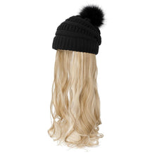 Load image into Gallery viewer, Trendy Hat Wig Synthetic Long Wavy Wigs with Beret Hat Knitted Fashion black Autumn Winter Cap Hair Extensions Wigs For Black Women Cosplay Wigs For Women
