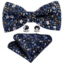 Load image into Gallery viewer, Trendy Patterned Silk Jacquard Plaid Bowtie With Pocket Square And Cufflinks Set For Men Unique Butterfly Party Wedding Casual Business Bowtie For Men