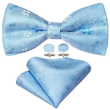 Load image into Gallery viewer, Trendy Patterned Silk Jacquard Plaid Bowtie With Pocket Square And Cufflinks Set For Men Unique Butterfly Party Wedding Casual Business Bowtie For Men