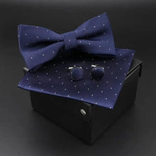 Load image into Gallery viewer, Trendy Tiny Dots Print Bowtie With Pocket Square And Cufflinks Set For Men Retro Butterfly Party Wedding Bowties Without Box Stylish Ties Gift