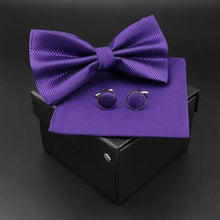 Load image into Gallery viewer, Trendy Tiny Dots Print Bowtie With Pocket Square And Cufflinks Set For Men Retro Butterfly Party Wedding Bowties Without Box Stylish Ties Gift