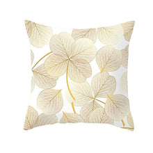 Load image into Gallery viewer, Tropical Leaf Flower Green Yellow Pillowcase Decorative Throw Pillow Case Cushion Cover Gold Stamping Leaves Polyester Cushion Cover Throw Pillow Decorative Cushions Home Decor Pillow Covers