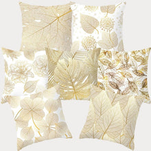 Load image into Gallery viewer, Tropical Leaf Flower Green Yellow Pillowcase Decorative Throw Pillow Case Cushion Cover Gold Stamping Leaves Polyester Cushion Cover Throw Pillow Decorative Cushions Home Decor Pillow Covers