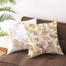 Load image into Gallery viewer, Tropical Leaf Flower Green Yellow Pillowcase Decorative Throw Pillow Case Cushion Cover Gold Stamping Leaves Polyester Cushion Cover Throw Pillow Decorative Cushions Home Decor Pillow Covers
