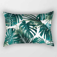 Load image into Gallery viewer, Tropical Plants Flowers Beauty Pattern Pillow Covers Short Plush Tropical Palm Leaves Throw Pillow Cover Summer Exotic Jungle Plant Tropical Palm On The Geometric Cotton LinGEOen Decorative Rectangular Pillowcase Rectangle Small Pillow Cases