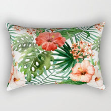 Load image into Gallery viewer, Tropical Plants Flowers Beauty Pattern Pillow Covers Short Plush Tropical Palm Leaves Throw Pillow Cover Summer Exotic Jungle Plant Tropical Palm On The Geometric Cotton LinGEOen Decorative Rectangular Pillowcase Rectangle Small Pillow Cases