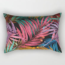 Load image into Gallery viewer, Tropical Plants Flowers Beauty Pattern Pillow Covers Short Plush Tropical Palm Leaves Throw Pillow Cover Summer Exotic Jungle Plant Tropical Palm On The Geometric Cotton LinGEOen Decorative Rectangular Pillowcase Rectangle Small Pillow Cases
