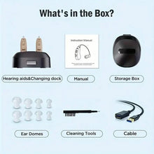 Load image into Gallery viewer, True Hearing Aids (Not Amplifier) for Seniors Rechargeable with Charging Dock