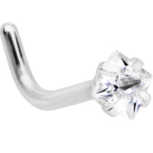 Load image into Gallery viewer, 18G 1/4 Clear Square 2.5mm CZ Gem Steel L-Shape Nose Ring