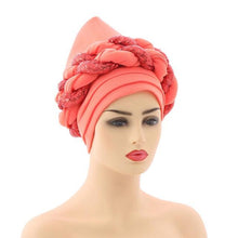 将图片加载到图库查看器,Turbans Pleated Soft Beanie Headwrap Lightweight African Hat Arab Wrap Elegant Muslim Turban Scarf Women Hijabs Hair Accessories Cap bonnet for Women