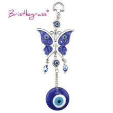 将图片加载到图库查看器,Turkish Blue Evil Eye Rhinestone Butterfly Amulet with Blue Rhinestone Car Charm Rear View Mirror Wall Hanging Protection Lucky Charms Wall Hanging Pendant Protection Home Decor Blessing Gift