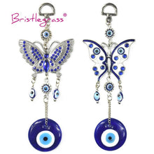 将图片加载到图库查看器,Turkish Blue Evil Eye Rhinestone Butterfly Amulet with Blue Rhinestone Car Charm Rear View Mirror Wall Hanging Protection Lucky Charms Wall Hanging Pendant Protection Home Decor Blessing Gift