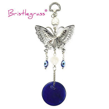 将图片加载到图库查看器,Turkish Blue Evil Eye Rhinestone Butterfly Amulet with Blue Rhinestone Car Charm Rear View Mirror Wall Hanging Protection Lucky Charms Wall Hanging Pendant Protection Home Decor Blessing Gift