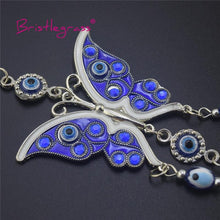 将图片加载到图库查看器,Turkish Blue Evil Eye Rhinestone Butterfly Amulet with Blue Rhinestone Car Charm Rear View Mirror Wall Hanging Protection Lucky Charms Wall Hanging Pendant Protection Home Decor Blessing Gift