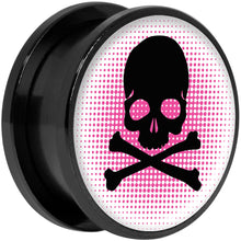 Load image into Gallery viewer, Pink Black Skull Black Anodized Screw Fit Plug Set 20mm