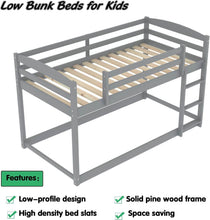 Load image into Gallery viewer, Twin Over Twin Floor Bunk Bed with Ladder