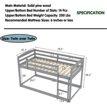 Load image into Gallery viewer, Twin Over Twin Floor Bunk Bed with Ladder