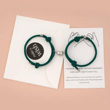 将图片加载到图库查看器,Two Halves Heart Magnetic Bracelet Steel Pendant Couple Bracelets For Friendship Bracelets Braid Rope Magnet Attraction Matching Bracelet Lover Gifts For Boyfriend And Girlfriend