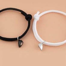 将图片加载到图库查看器,Two Halves Heart Magnetic Bracelet Steel Pendant Couple Bracelets For Friendship Bracelets Braid Rope Magnet Attraction Matching Bracelet Lover Gifts For Boyfriend And Girlfriend