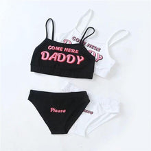 Load image into Gallery viewer, Two Piece Set Fashion COME HERE DADDY Letter Print Tank Top Sleeveless Summer Cropped Bikini Women's 2Pcs Come Here Yes Daddy Please Printed Bikini Swimsuit Bathing Suit Padded Bra Top Panty Set Swimwear