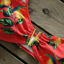 将图片加载到图库查看器,Two-Pieces Women Floral Push-Up Padded Bra Ruffles Bikini Set Swimsuit Swimwear Bathing Suit Beachwear Floral Printed Swimsuit Knotted String Triangle Bikini Tie Side High Cut Cheeky Bikini Set