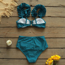 Load image into Gallery viewer, Two-Pieces Women Push-Up Padded Bra Ruffles Bandage Bikini Set Swimsuit Women's Bathing Suits Ruffles Flounce Bikini Sets Low Rise Two Piece Swimsuit Swimwear Bathing Suit Beachwear