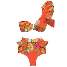 Load image into Gallery viewer, Two-Pieces Women Push-Up Padded Bra Ruffles Bandage Bikini Set Swimsuit Women's Bathing Suits Ruffles Flounce Bikini Sets Low Rise Two Piece Swimsuit Swimwear Bathing Suit Beachwear