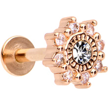 Load image into Gallery viewer, 1/4 Clear CZ Rose Gold Tone Starflake Cartilage Tragus Earring