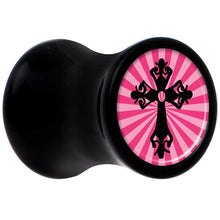Load image into Gallery viewer, Black Acrylic Pink Black Radiant Cross Saddle Plug Set 2G