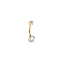 Load image into Gallery viewer, 16G Solid 14K Yellow GOLD Cubic Zirconia SMALL ROUND Belly Ring