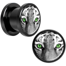 Load image into Gallery viewer, Black White Tiger Eyes Black Anodized Screw Fit Plug Set 00G