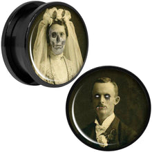 Load image into Gallery viewer, Undead Bride and Groom Halloween Black Anodized Plug Set 20mm
