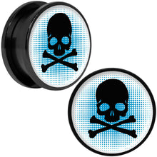 Load image into Gallery viewer, Blue Black Skull Black Anodized Screw Fit Plug Set 20mm