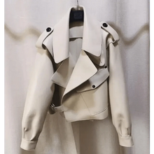 Load image into Gallery viewer, Unique Design Faux Leather Jacket Women Loose Soft Vintage Motorcycle Biker Coat Short Pu Leather Coat Female Punk Autumn Streetwear Outwear