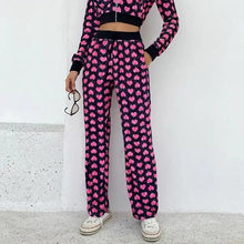 Load image into Gallery viewer, Unique Design Velvet Heart Print Cropped Top Bomber Jacket For Women Autumn Cute Pink Long Sleeve Coats Zipper Winter Overcoat