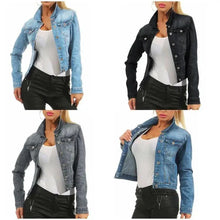Load image into Gallery viewer, Unique Design Women's Denim Cropped Jacket Female Pockets Hole Short Jean Jackets Ladies Fashionable Button Casual Solid Coats