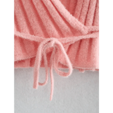 将图片加载到图库查看器,Unique Design Women's Sweater Solid Cross V-Neck Lace Up Bow Jumpers Long Sleeve Cardigan Female Spring Knitted Coat